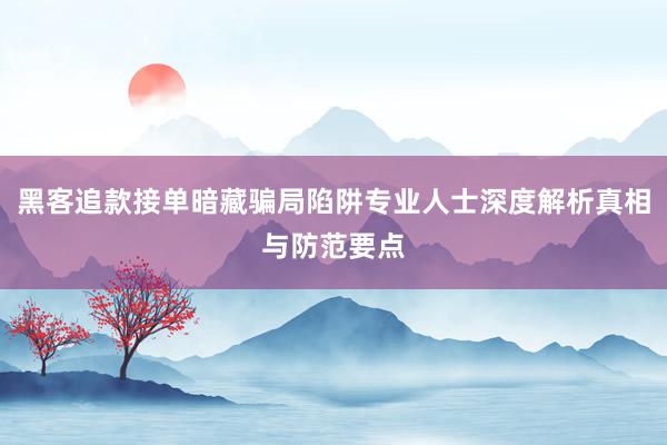 黑客追款接单暗藏骗局陷阱专业人士深度解析真相与防范要点