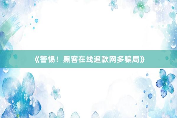 《警惕！黑客在线追款网多骗局》